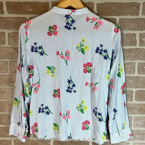 Talbots Womens Striped Floral Tunic Shirt Long Sleeve Size Small Petite PRETTY! - Picture 2 of 9